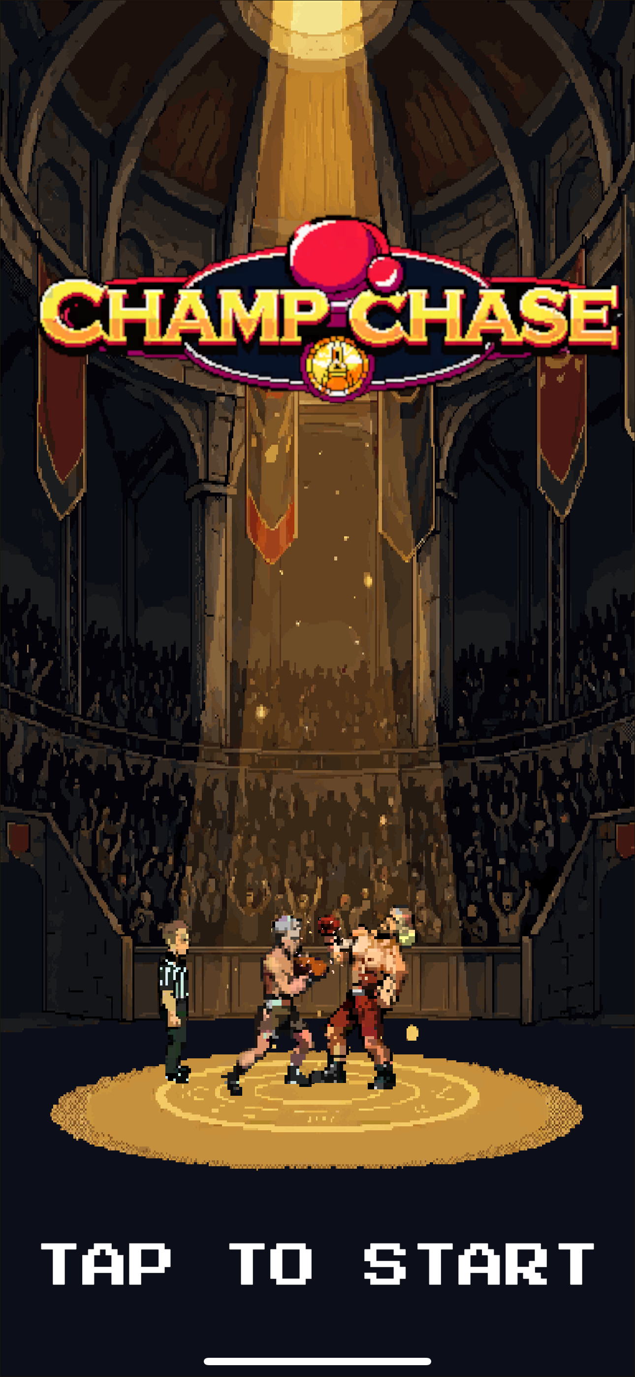 ChampChase title screen &mdash; two boxers mid-fight under the arena lights